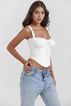 Corset Top Women Ribbed Crew Neck Cropped Knit Structured | Halcyon