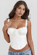 Corset Top Women Ribbed Crew Neck Cropped Knit Structured | Halcyon