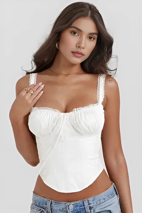Corset Top Women Ribbed Crew Neck Cropped Knit Structured | Halcyon