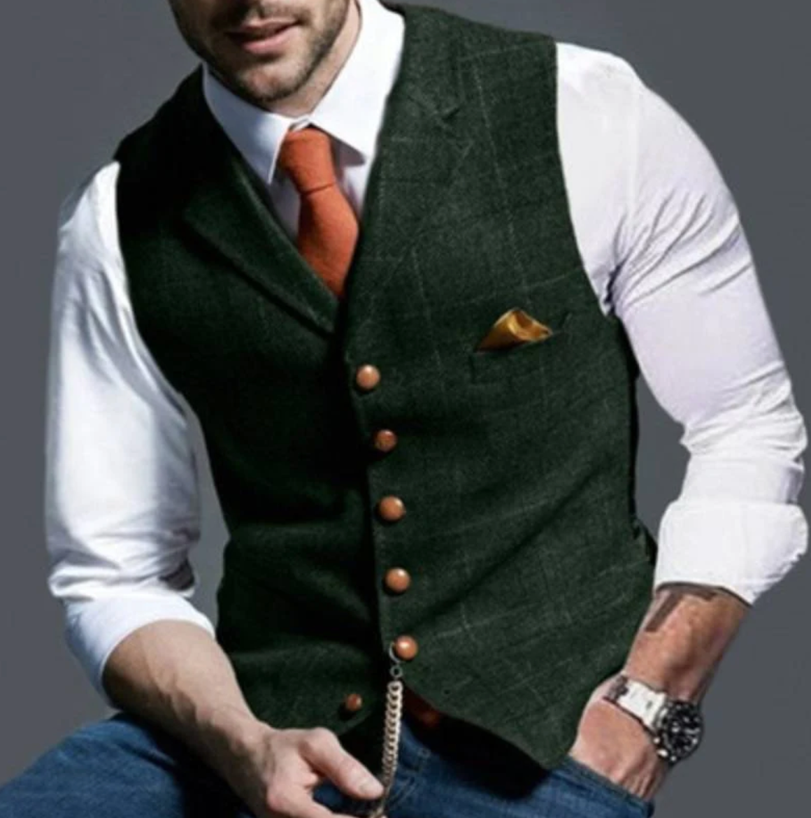 Perla | Men's Slim Fit Dress Vest | Notch Lapel, Button-Down