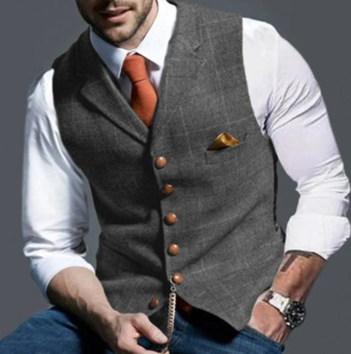Cleo | Men's Vest | Vintage Style, Button Front | Regular Fit