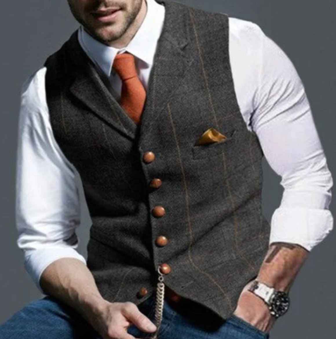 Cleo | Men's Vest | Vintage Style, Button Front | Regular Fit