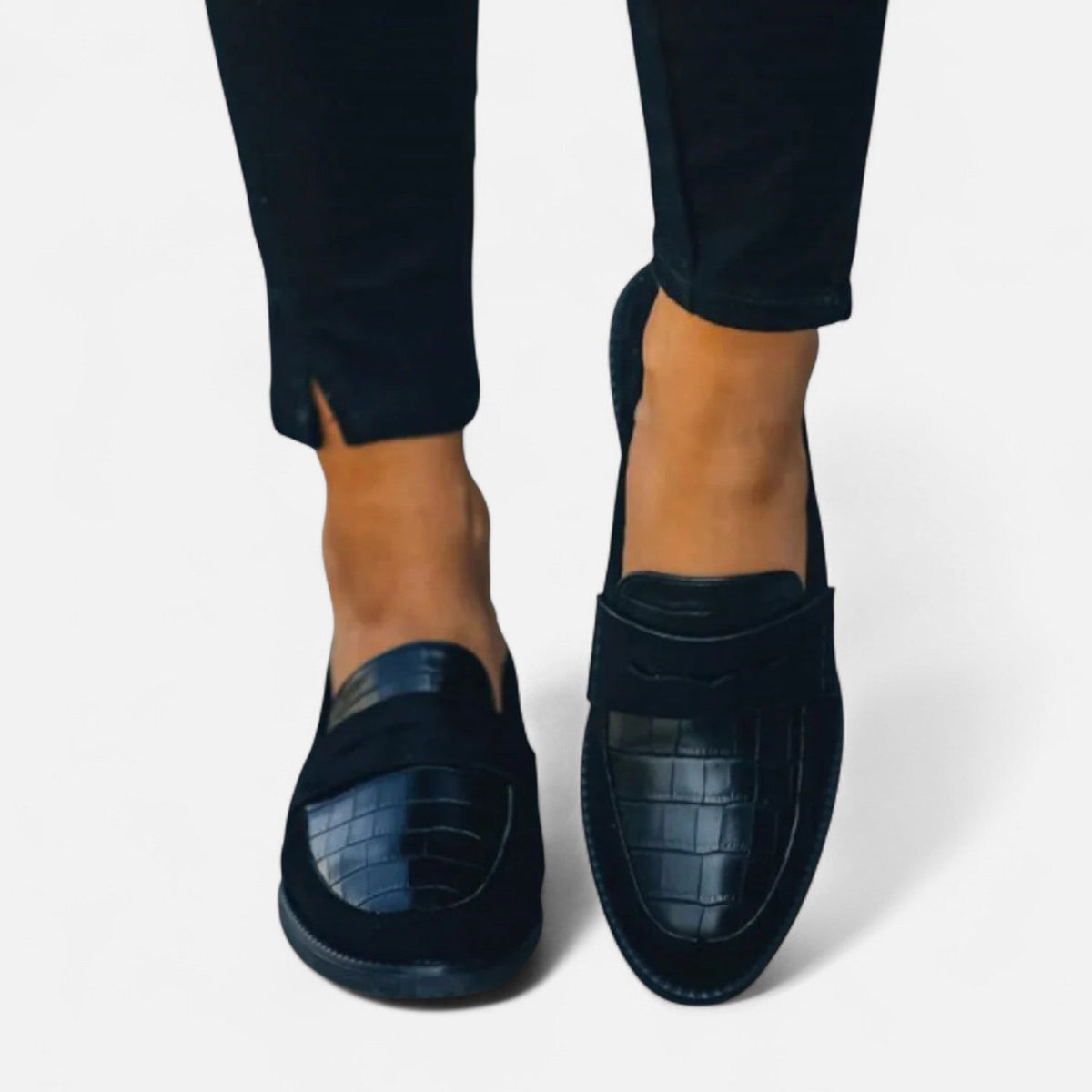 Bea | Women's Loafers | Black Leather-Style, Slip-On | All-Season