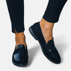 Bea | Women's Loafers | Black Leather-Style, Slip-On | All-Season