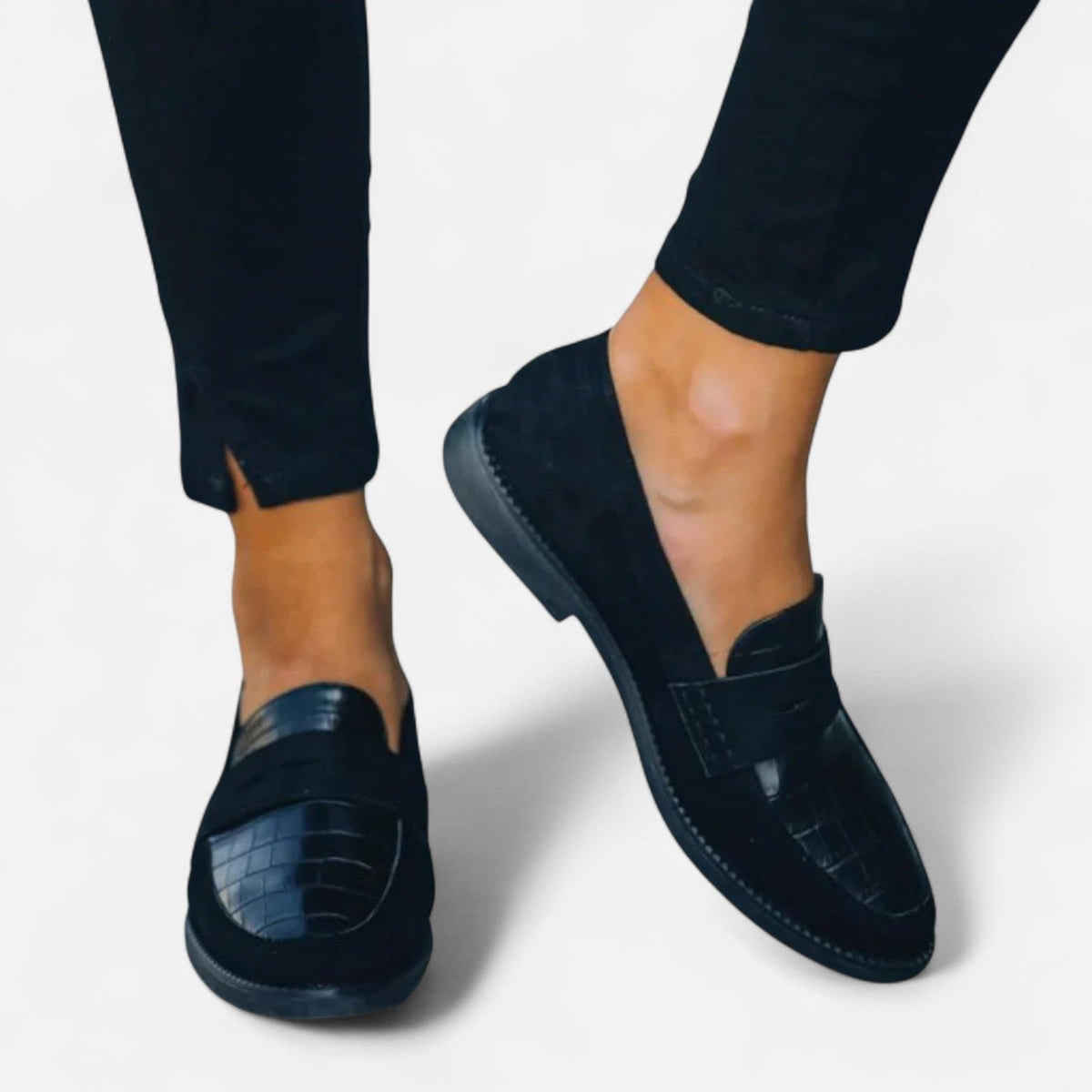 Bea | Women's Loafers | Black Leather-Style, Slip-On | All-Season