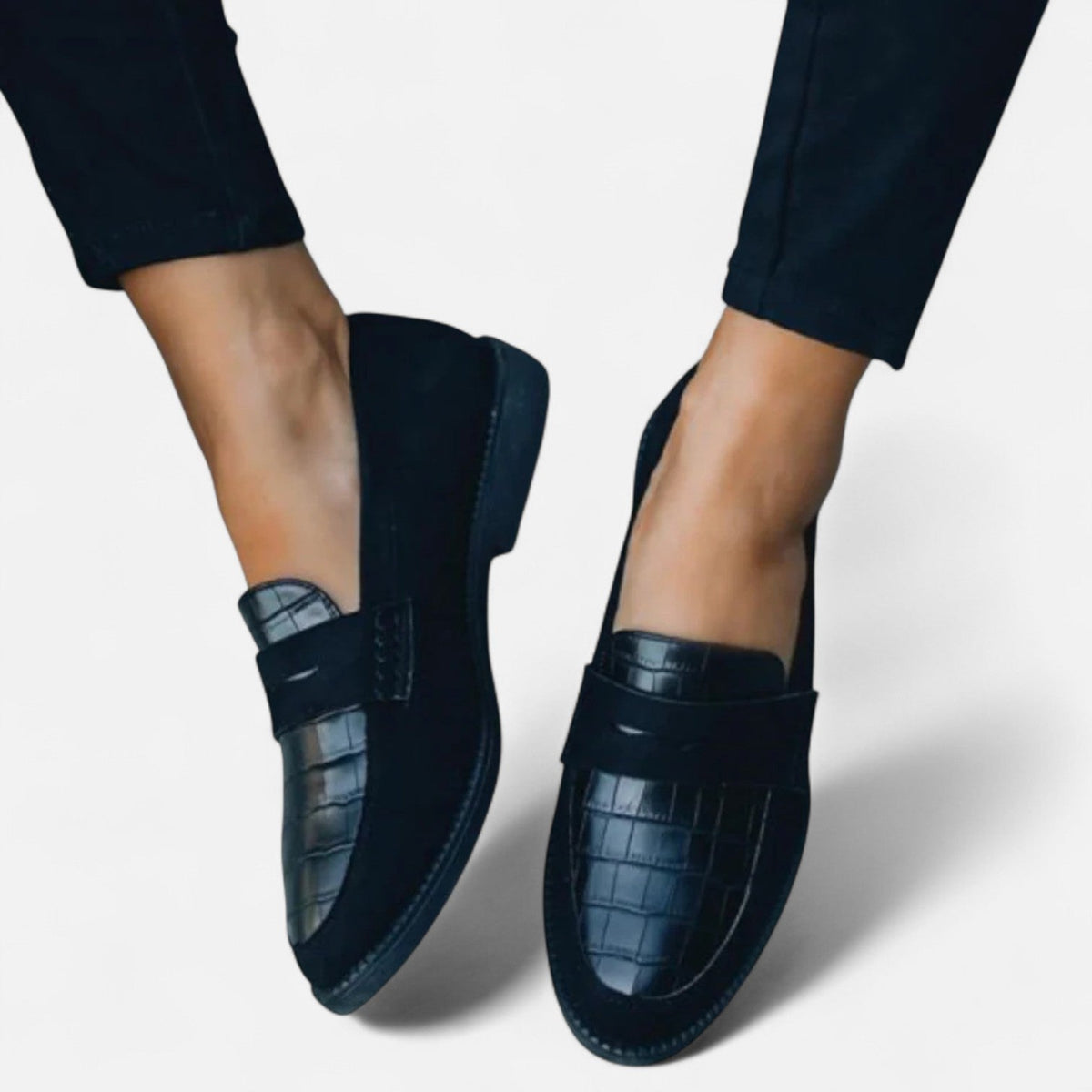 Bea | Women's Loafers | Black Leather-Style, Slip-On | All-Season