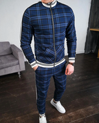 Perla | Men's Tracksuit Set | Plaid Pattern, Slim Fit | Jacket & Pants