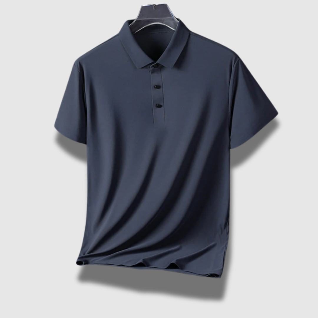 Mens Polo Shirt Lightweight Silk Relaxed Fit Structured Collar