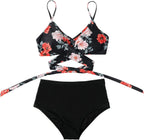 High Waist Bikini Set Womens Two Piece Swimwear Padded Cups