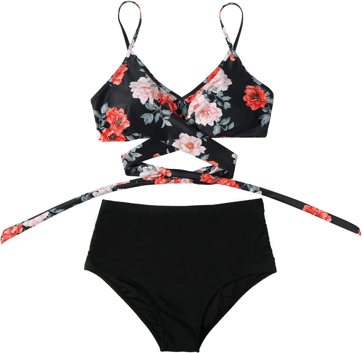 High Waist Bikini Set Womens Two Piece Swimwear Padded Cups