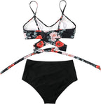 High Waist Bikini Set Womens Two Piece Swimwear Padded Cups
