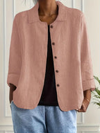 Women Blouse Jacket Button Front Three Quarter Sleeve | Mila