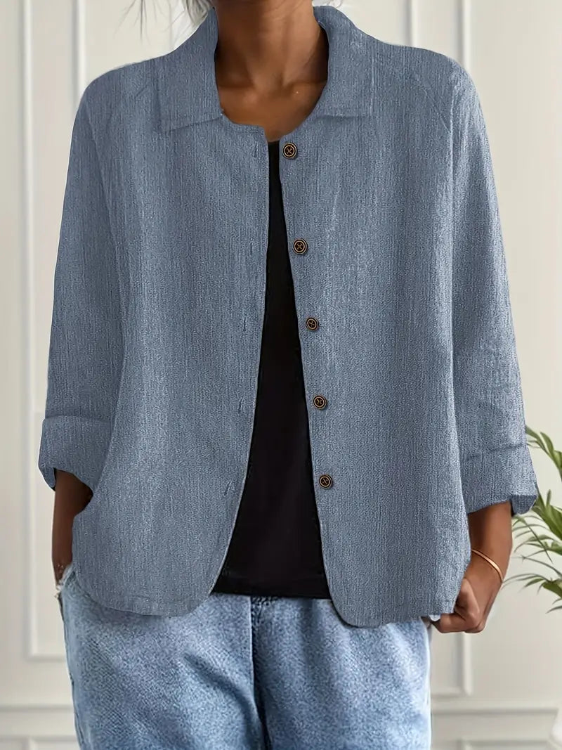 Women Blouse Jacket Button Front Three Quarter Sleeve | Mila