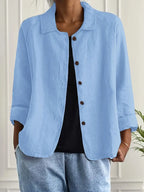 Women Blouse Jacket Button Front Three Quarter Sleeve | Mila
