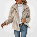 Fleur | Women Fluffy Cardigan Long Sleeve Wide Collar