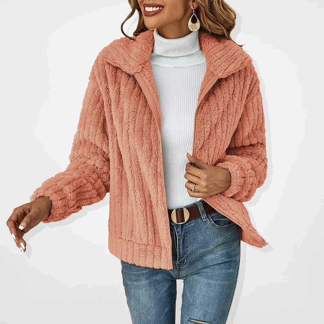 Fleur | Women Fluffy Cardigan Long Sleeve Wide Collar