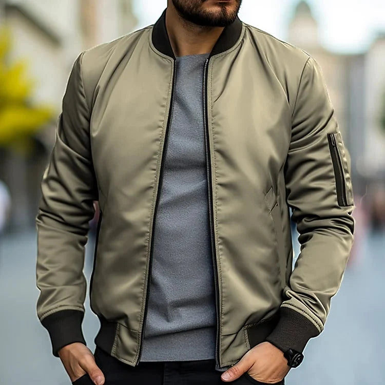 Men bomber jacket zip up streetwear stand collar in multiple colors