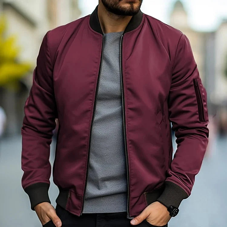 Men bomber jacket zip up streetwear stand collar in multiple colors