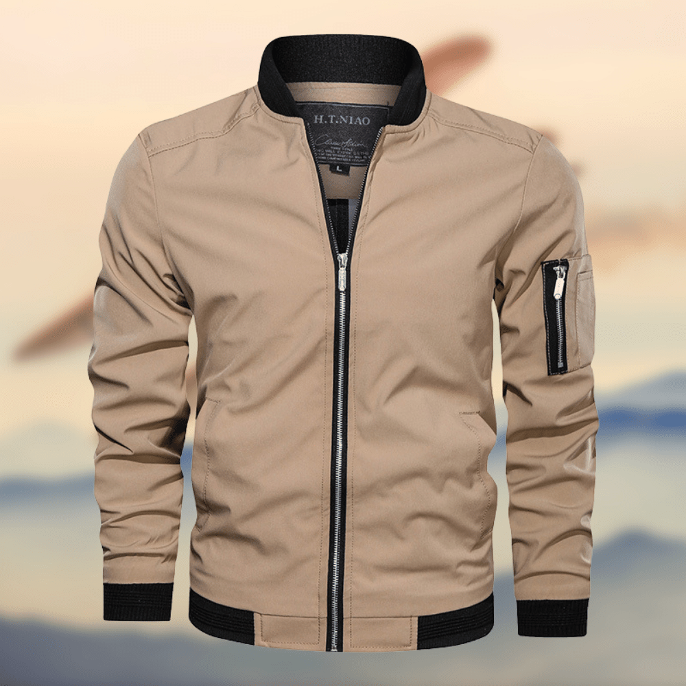 Men zip up slim fit windproof bomber jacket in multiple colours
