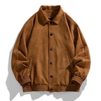 Men Bomber Jacket Oversized Retro Button Front