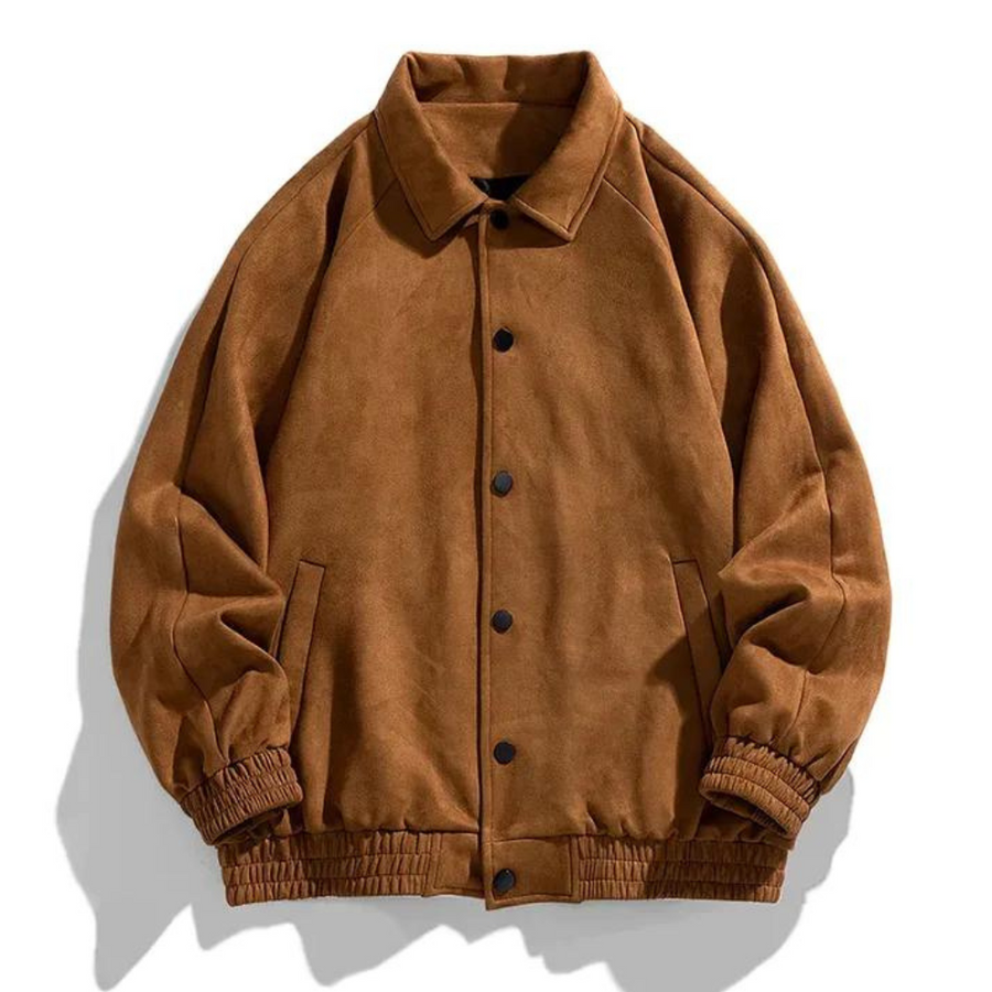 Men Bomber Jacket Oversized Retro Button Front