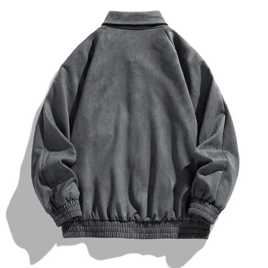 Men Bomber Jacket Oversized Retro Button Front