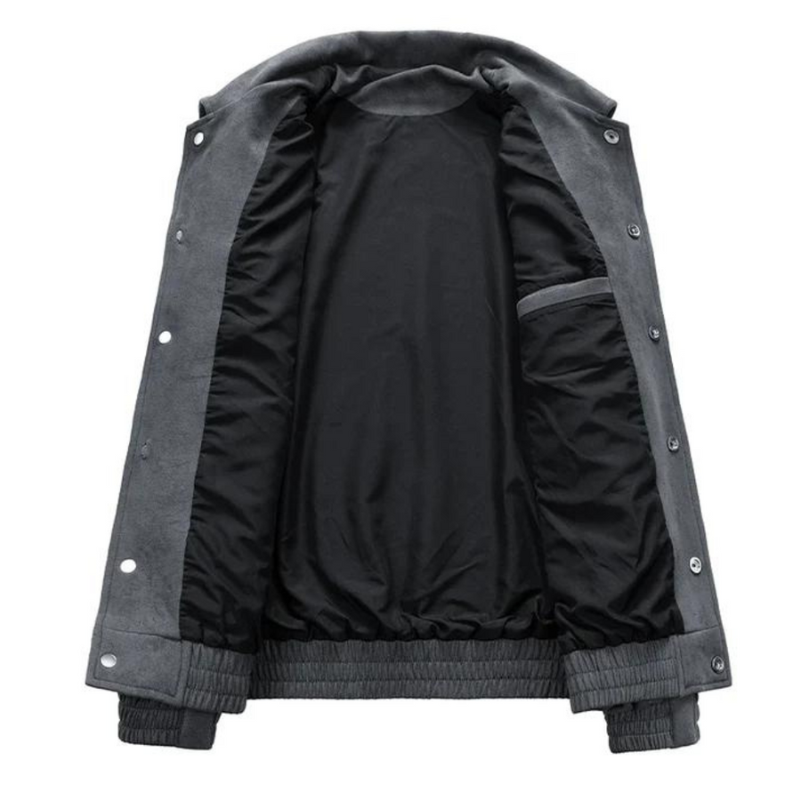 Men Bomber Jacket Oversized Retro Button Front