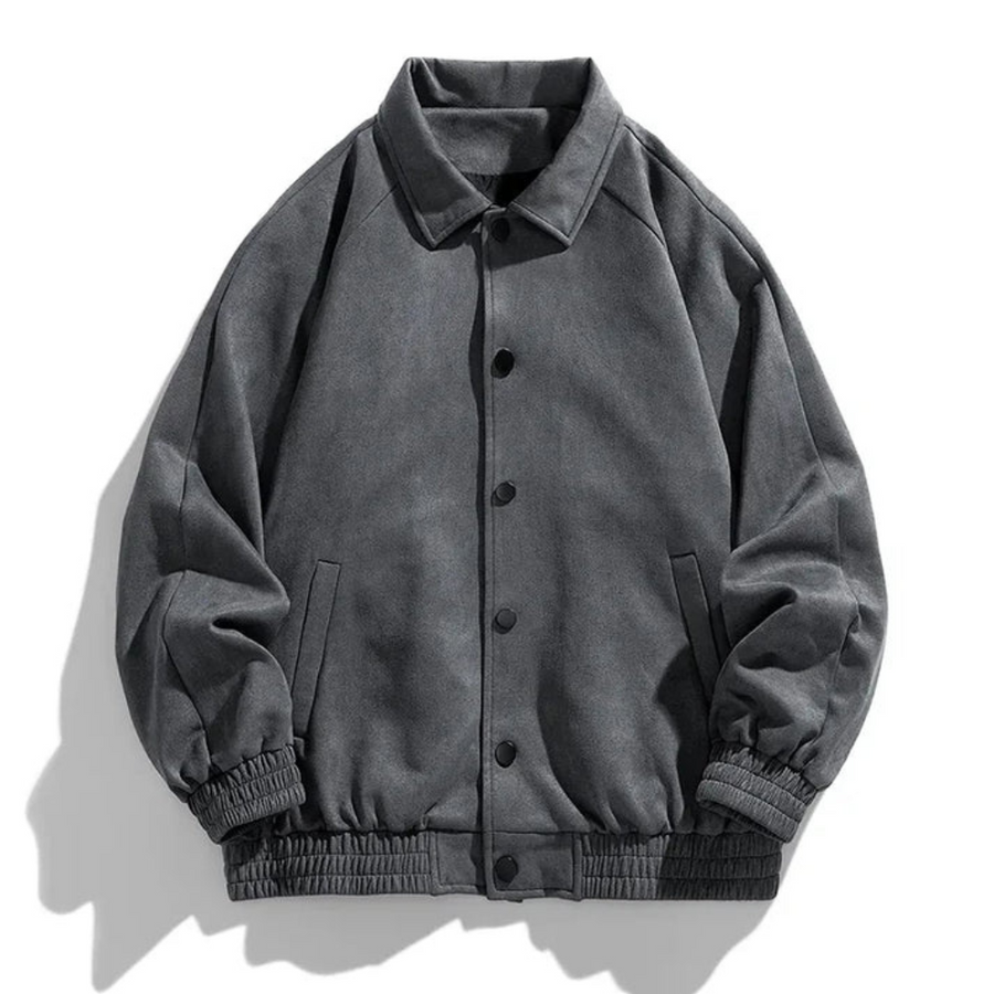 Men Bomber Jacket Oversized Retro Button Front