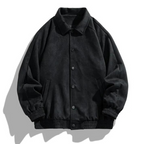 Men Bomber Jacket Oversized Retro Button Front