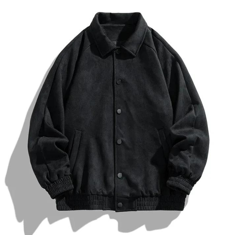 Men Bomber Jacket Oversized Retro Button Front