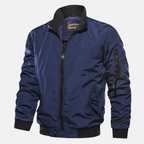Men Bomber Jacket Zip Up Windproof Ribbed Cuff