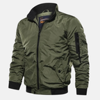 Men Bomber Jacket Zip Up Windproof Ribbed Cuff