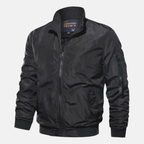 Men Bomber Jacket Zip Up Windproof Ribbed Cuff