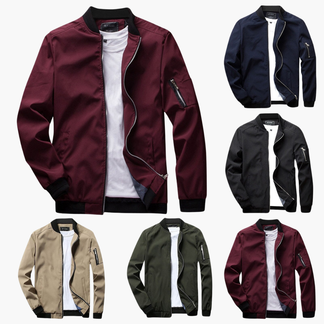 Solene | Men's Bomber Jacket | Windproof, Zip Pockets | Spring & Fall