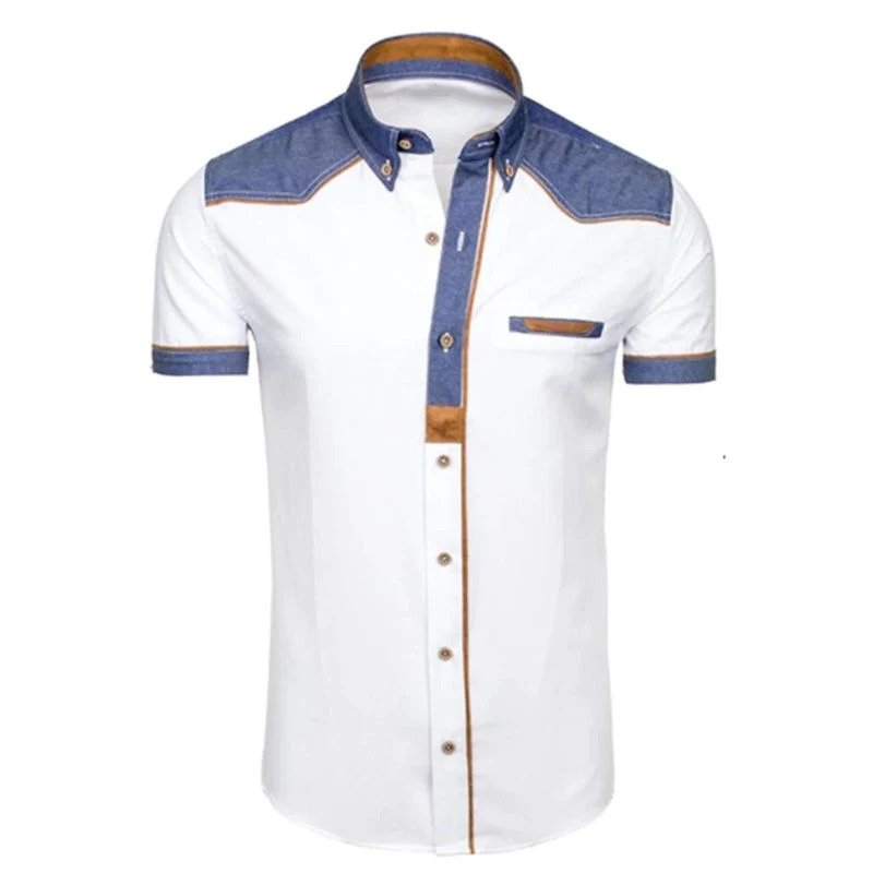 Hazel | Men's Denim Polo Shirt | Slim Fit, Chest Pocket | Casual