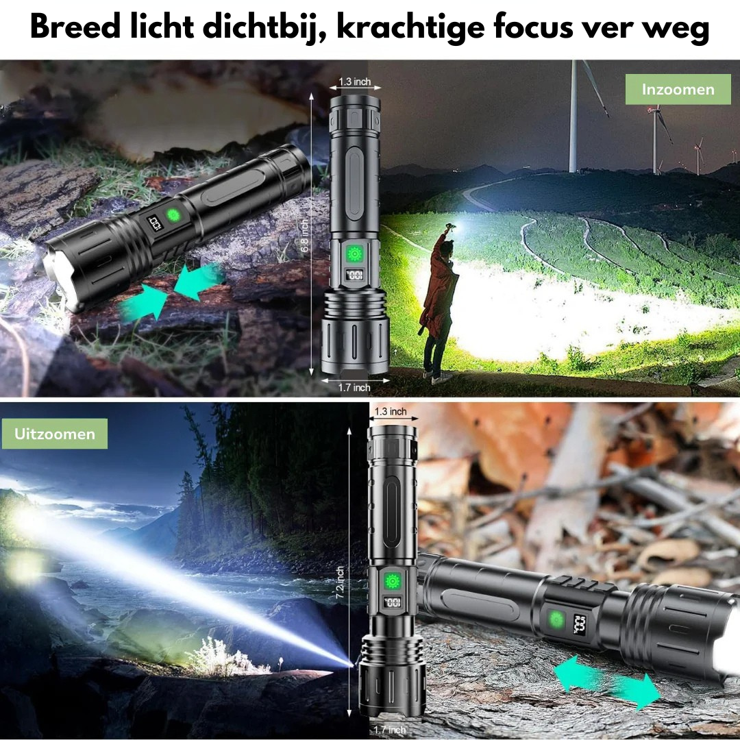 Power Bank LED Flashlight 10000 Lumen Rechargeable Tactical Zoom