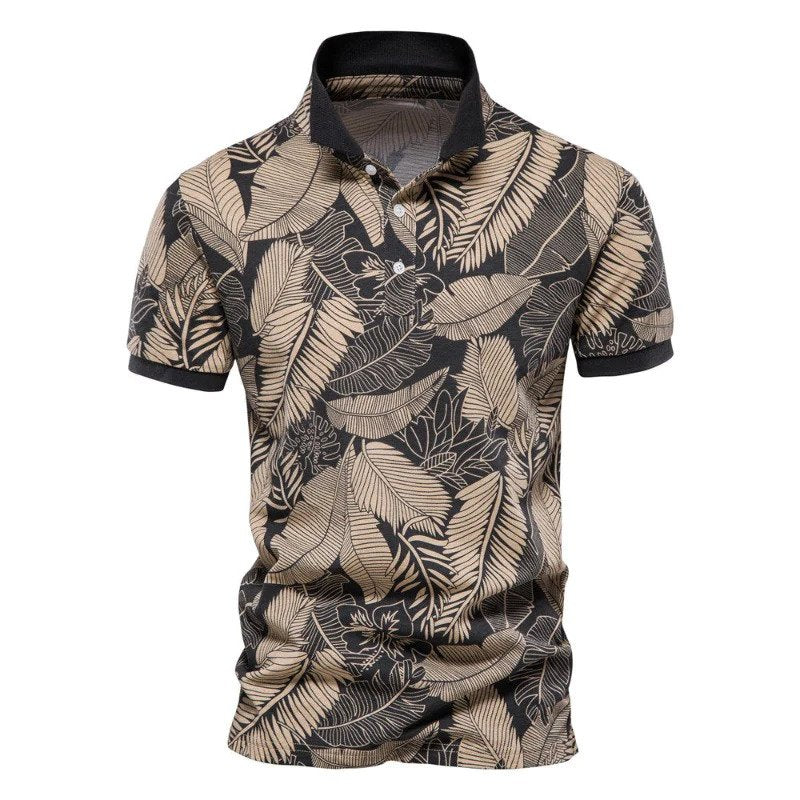 Wren | Men's Hawaiian Polo Shirt | Tropical Print, Short Sleeve | Summer