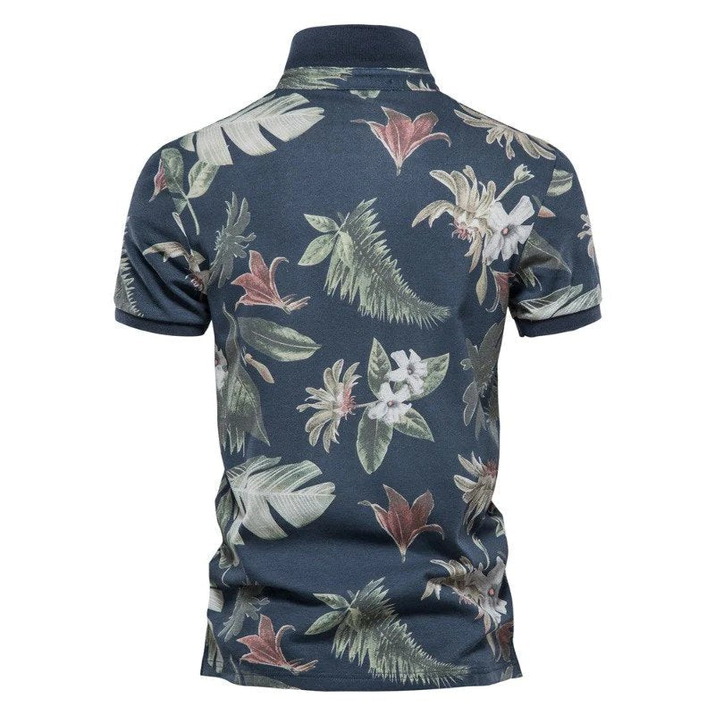 Wren | Men's Hawaiian Polo Shirt | Tropical Print, Short Sleeve | Summer