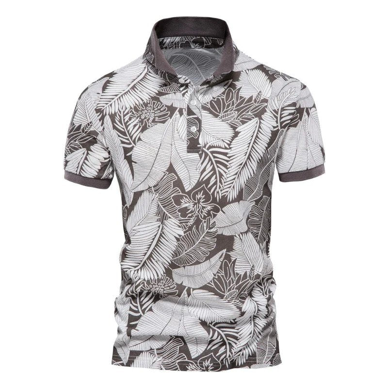 Wren | Men's Hawaiian Polo Shirt | Tropical Print, Short Sleeve | Summer