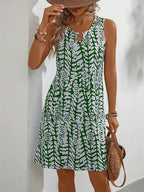 Summer Dress Women Midi Sleeveless Lightweight Abstract Print