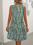 Summer Dress Women Midi Sleeveless Lightweight Abstract Print