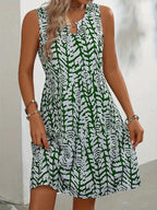 Summer Dress Women Midi Sleeveless Lightweight Abstract Print