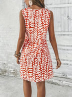 Summer Dress Women Midi Sleeveless Lightweight Abstract Print
