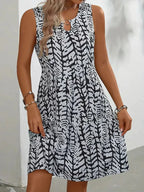 Summer Dress Women Midi Sleeveless Lightweight Abstract Print