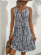 Summer Dress Women Midi Sleeveless Lightweight Abstract Print