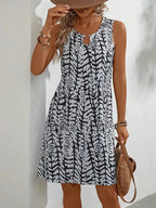 Summer Dress Women Midi Sleeveless Lightweight Abstract Print