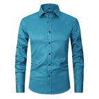 Men non iron long sleeve dress shirt button up in multiple colors
