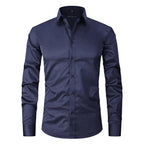 Men non iron long sleeve dress shirt button up in multiple colors