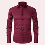Men Stretch Dress Shirt Slim Fit Button Up Wrinkle Free