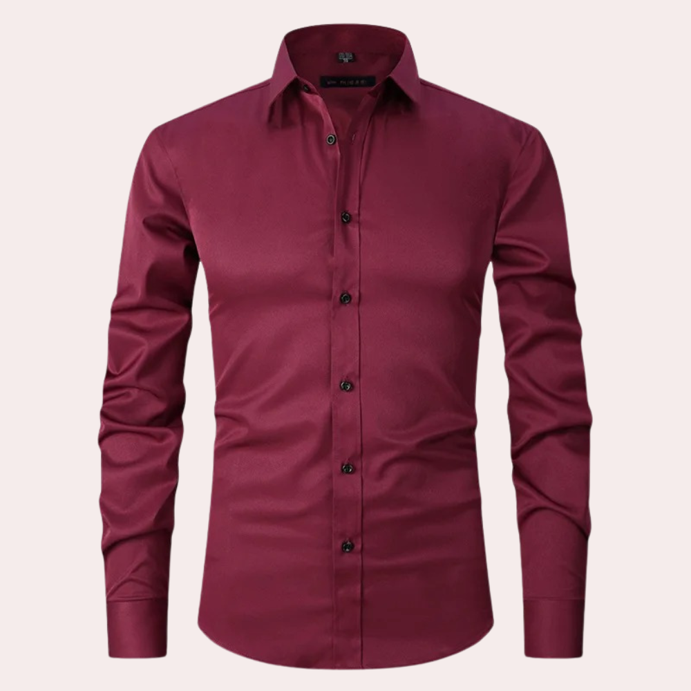 Men Stretch Dress Shirt Slim Fit Button Up Wrinkle Free